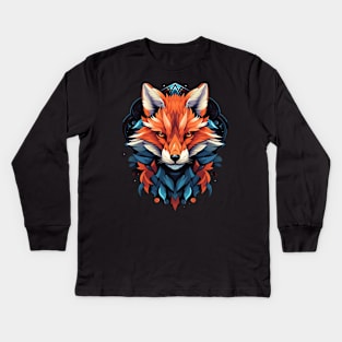 Colorful Fox Mandala Kids Long Sleeve T-Shirt